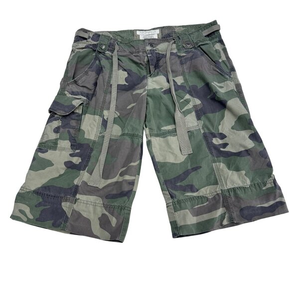 Abercrombie & Fitch Pants - Y2K Abercrombie & Fitch Green Camo Women's Roll Up Cargo Shorts, Size M